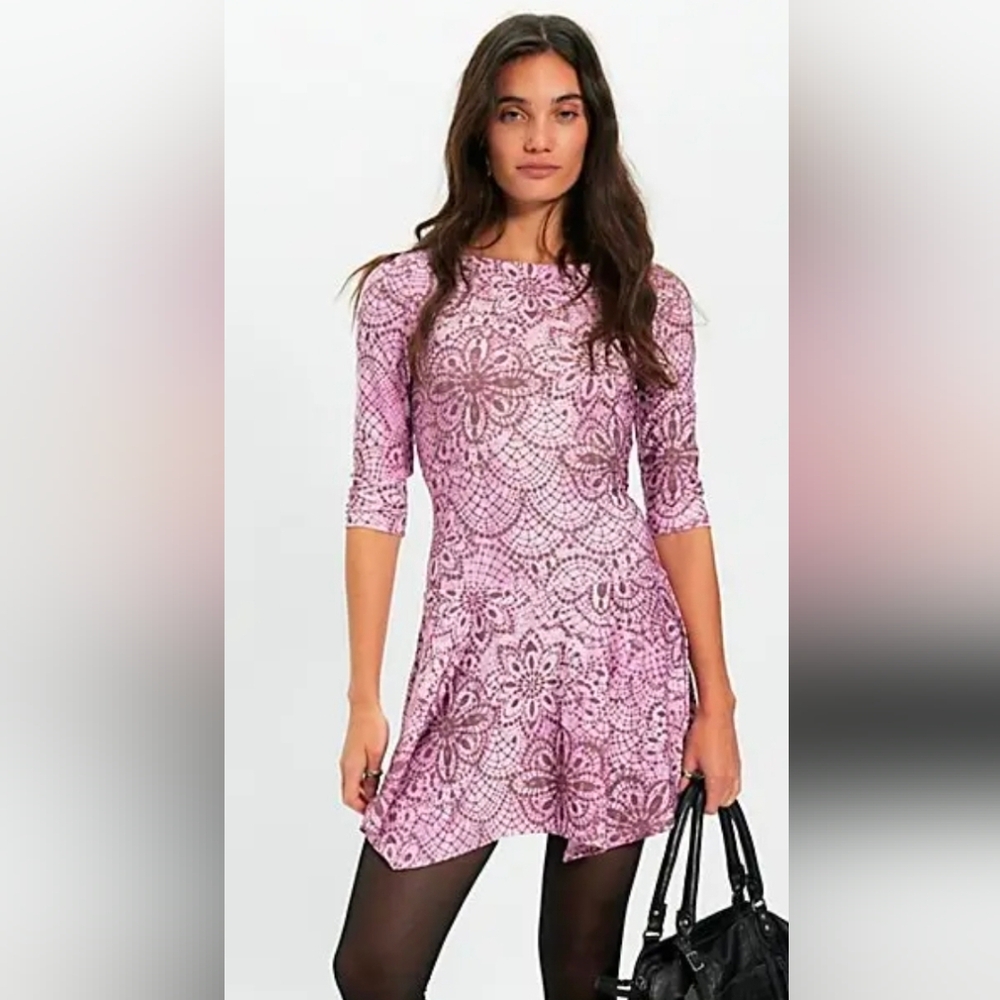 Free People Relish Mini Dress In Lilac Floral Combo